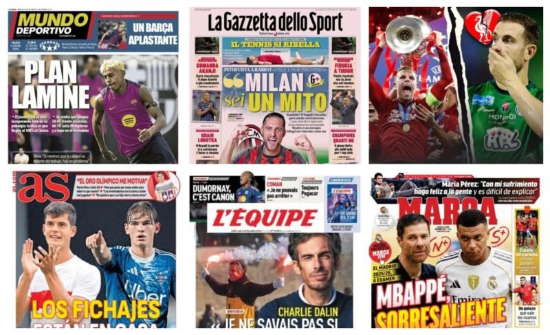 كوره الأن |أبرز عناوين أغلفة الصحف الرياضية العالمية: “مبابي يتألق وتشابي يراقب كل شيء”