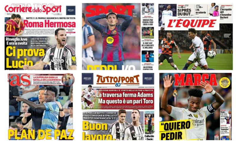 كوره الأن |أبرز عناوين أغلفة الصحف الرياضية العالمية: “فينيسيوس يعتذر من الفريق والنادي والرئيس”