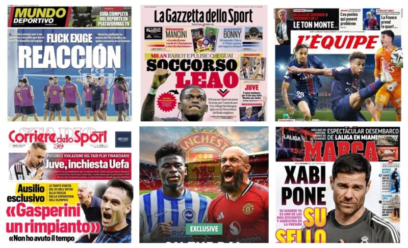 كوره الأن |أبرز عناوين أغلفة الصحف الرياضية العالمية: “استعداد برشلونة لمباريات ميامي وفياريال”