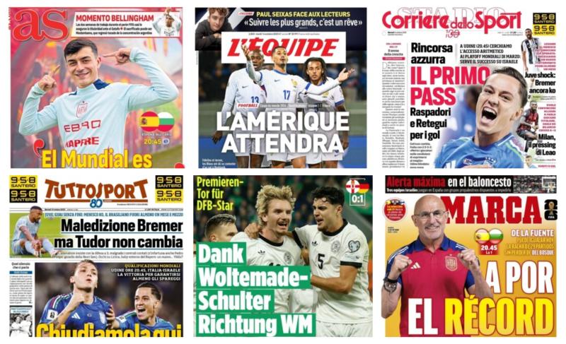كوره الأن |أبرز عناوين أغلفة الصحف الرياضية العالمية: “بيدري: “كأس العالم حلمنا الكبير”