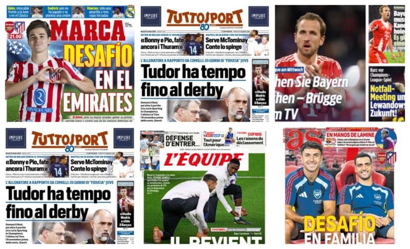 كوره الأن |أبرز عناوين أغلفة الصحف الرياضية العالمية: “ديربي عائلي ساخن بين أتلتيكو مدريد وأرسنال”