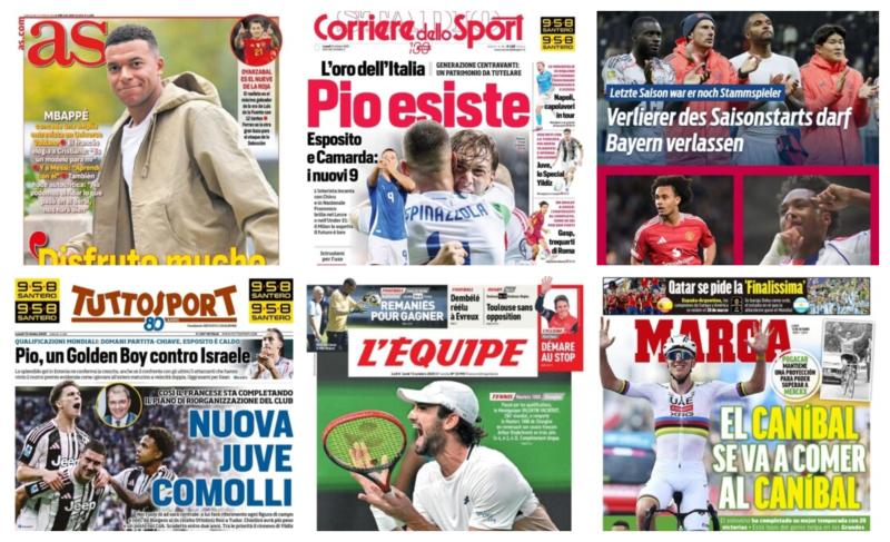كوره الأن |أبرز عناوين أغلفة الصحف العالمية: “مبابي يعبر عن سعادته في إسبانيا ويشيد بكريستيانو وميسي”
