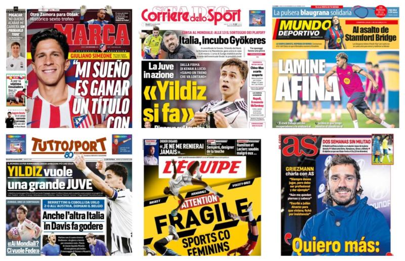 كوره الأن |أبرز عناوين أغلفة الصحف الرياضية العالمية: “ميليتاو يغيب عن ريال مدريد أسبوعين”