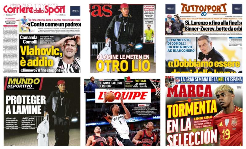 كوره الأن |أبرز عناوين أغلفة الصحف العالمية: “أزمة جديدة حول غياب لامين يامال عن منتخب إسبانيا”