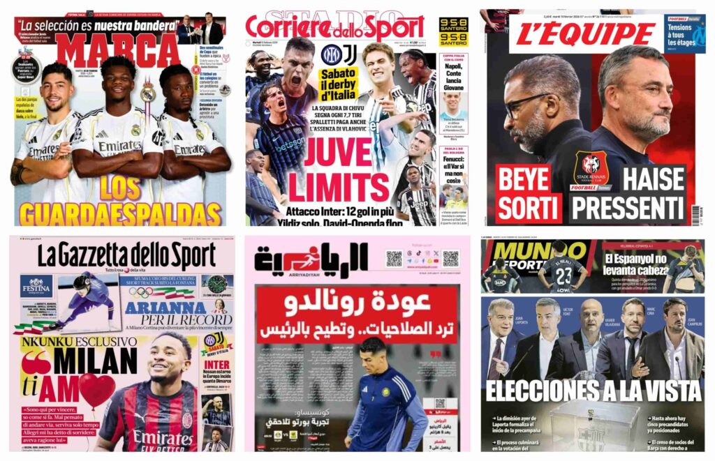 كوره الأن |أبرز عناوين أغلفة الصحف الرياضية العالمية: “زلزال في برشلونة بخروج لابورتا”