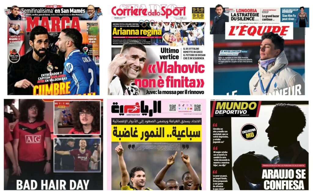 كوره الأن |أبرز عناوين أغلفة الصحف الرياضية العالمية: “إعترافات أراوخو الصادمة”