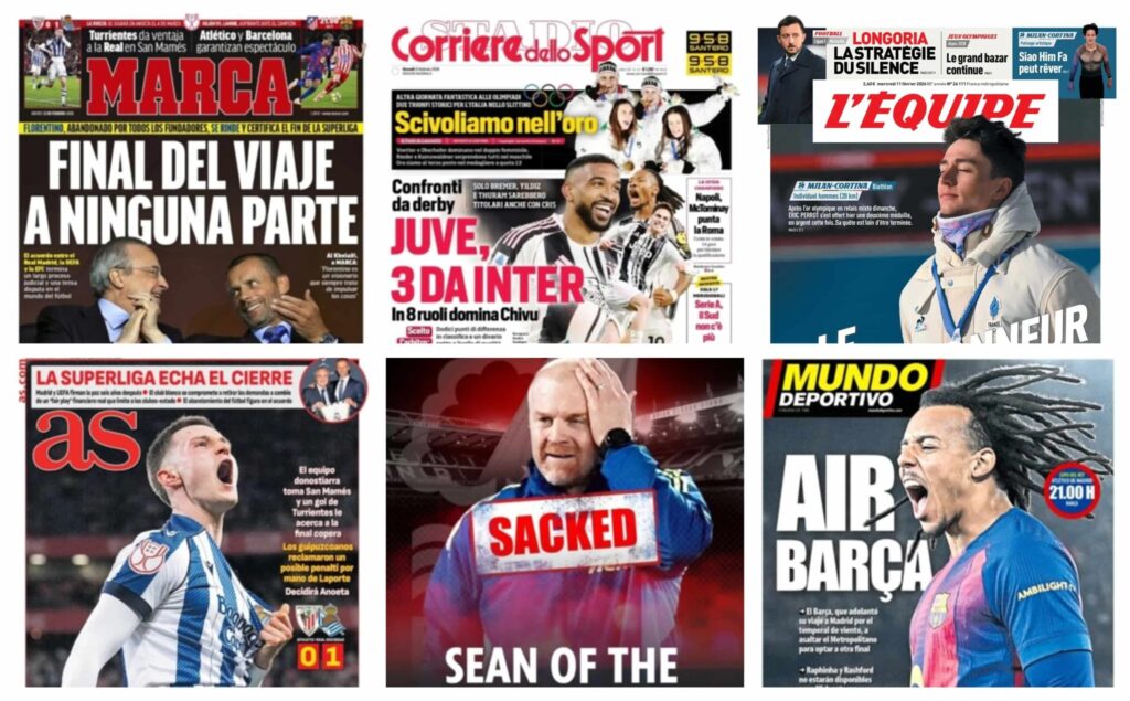 كوره الأن |أبرز عناوين أغلفة الصحف الرياضية العالمية: “إتفاق السلام التاريخي”