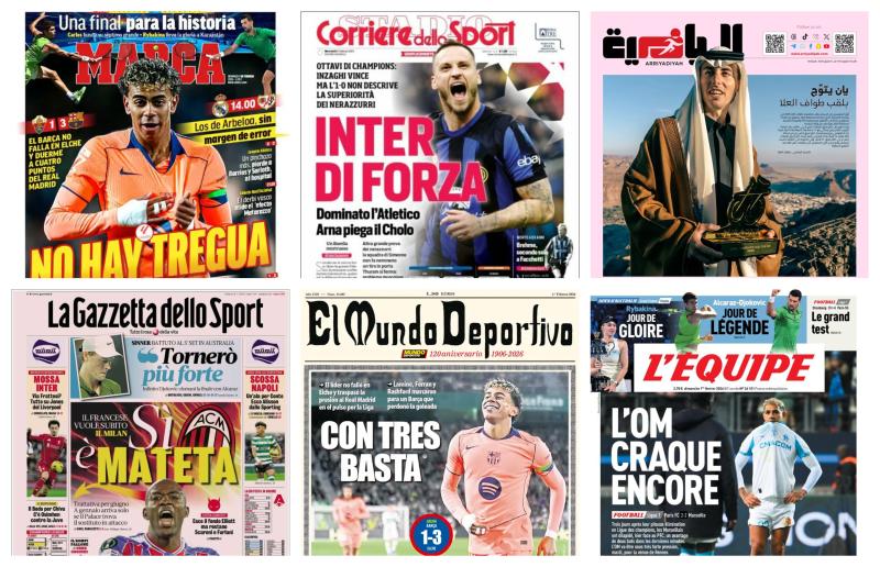 كوره الأن |أبرز عناوين أغلفة الصحف الرياضية العالمية: “برشلونة يرفض الاستسلام في الليجا”